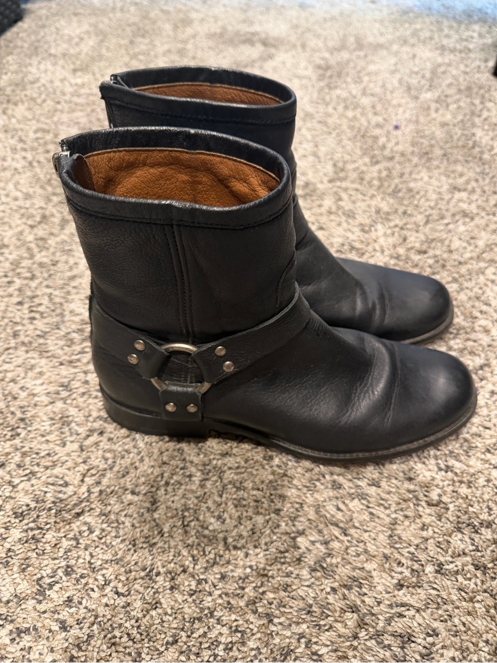 Frye Black Leather Harness boot